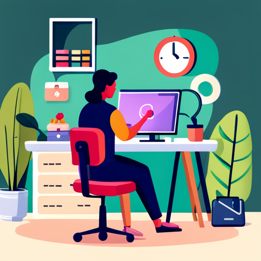Digital art showing a female small business owner in front of her computer, with a ring light recording a video about her product for social media.